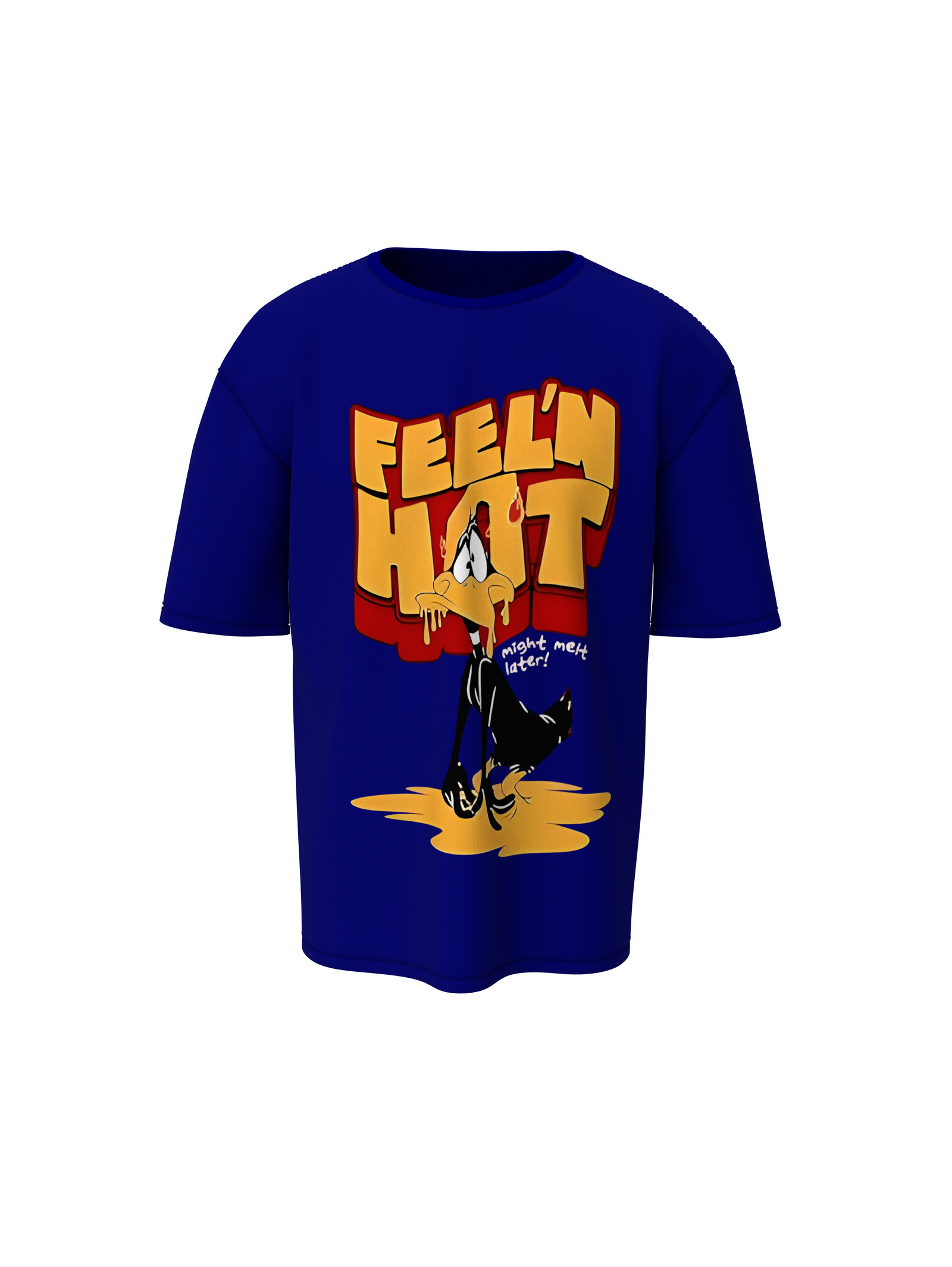 Duck Blue Cartoon Oversized T-Shirt Cute Graphic Streetwear