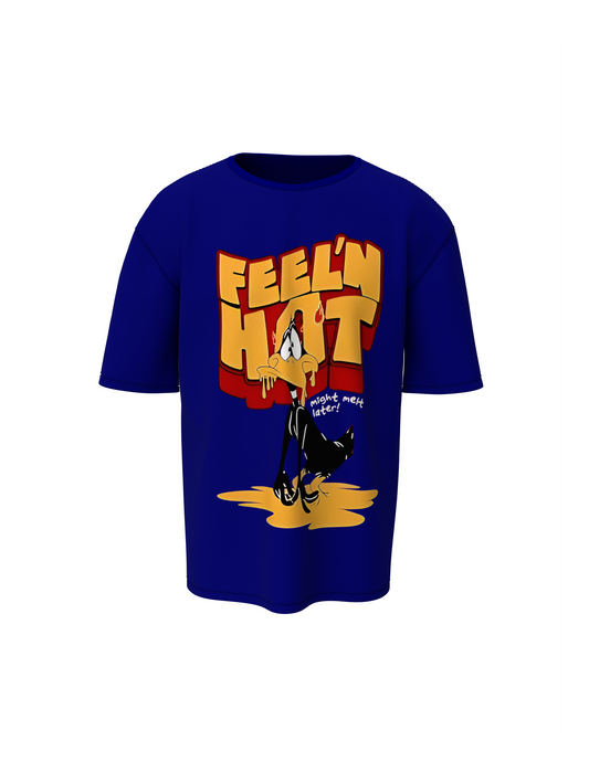 Duck Blue Cartoon Oversized T-Shirt Cute Graphic Streetwear