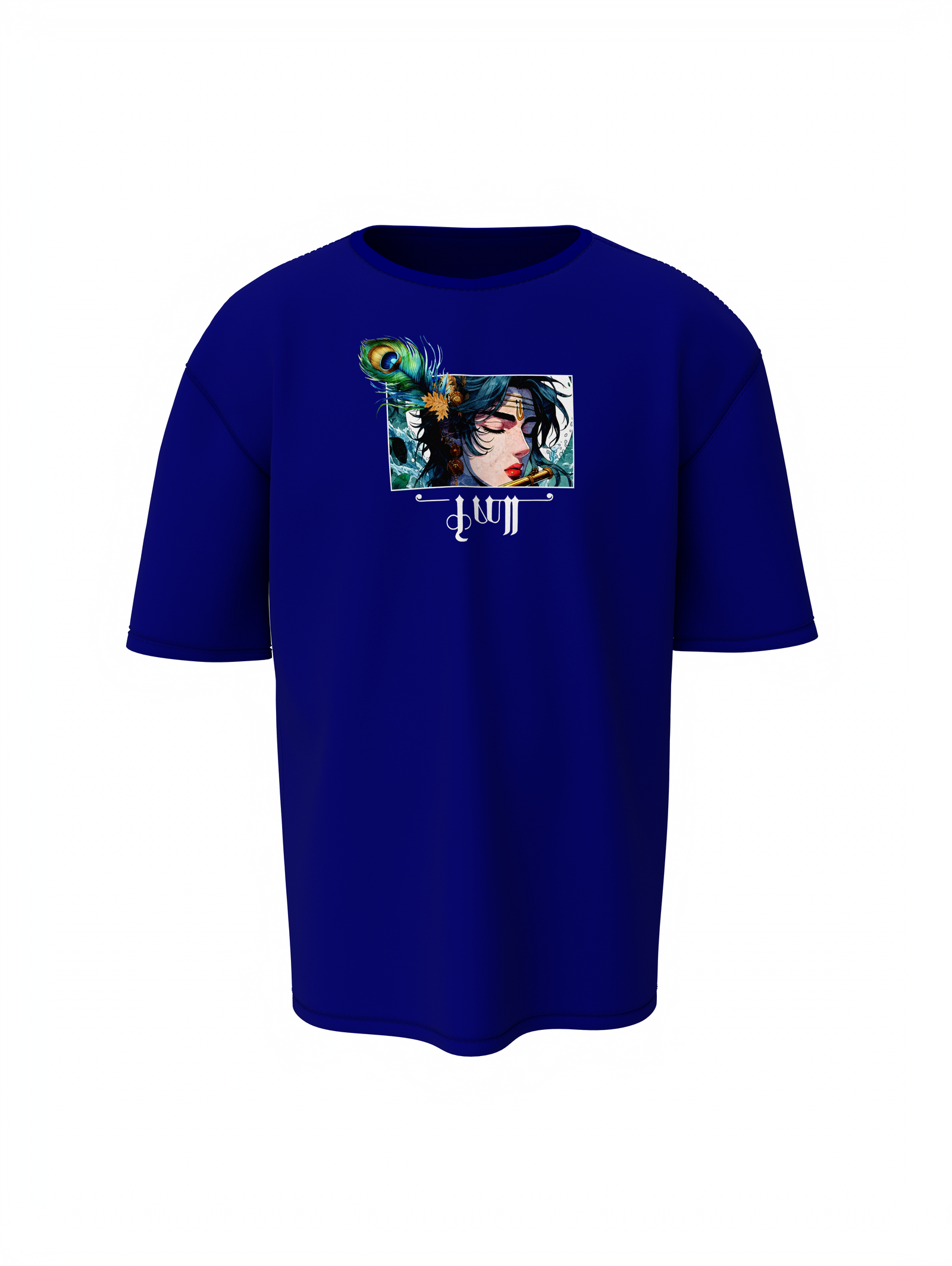 Shree Krishna Spiritual Blue Unisex Oversized T-Shirt