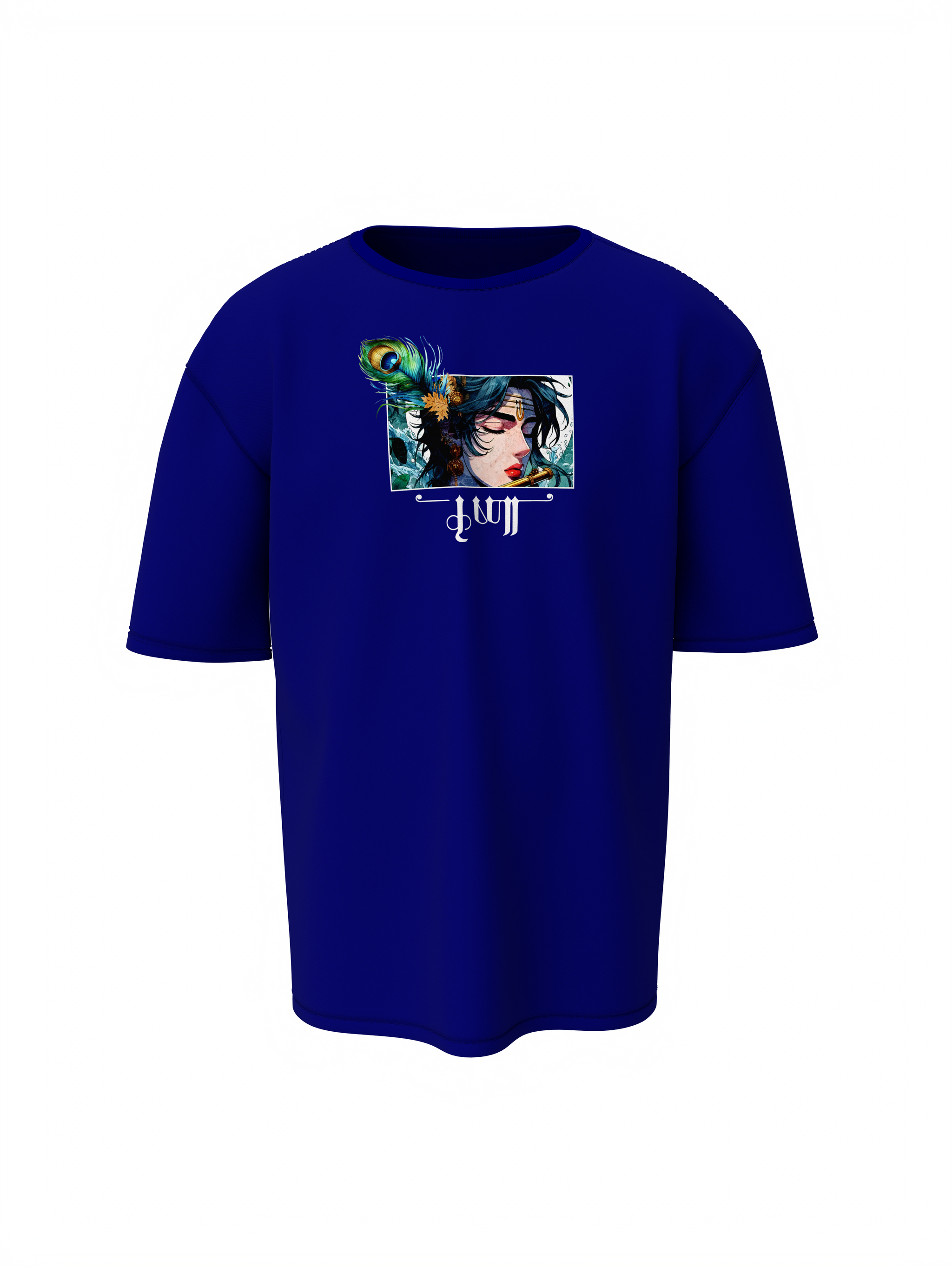 Shree Krishna Spiritual Blue Unisex Oversized T-Shirt
