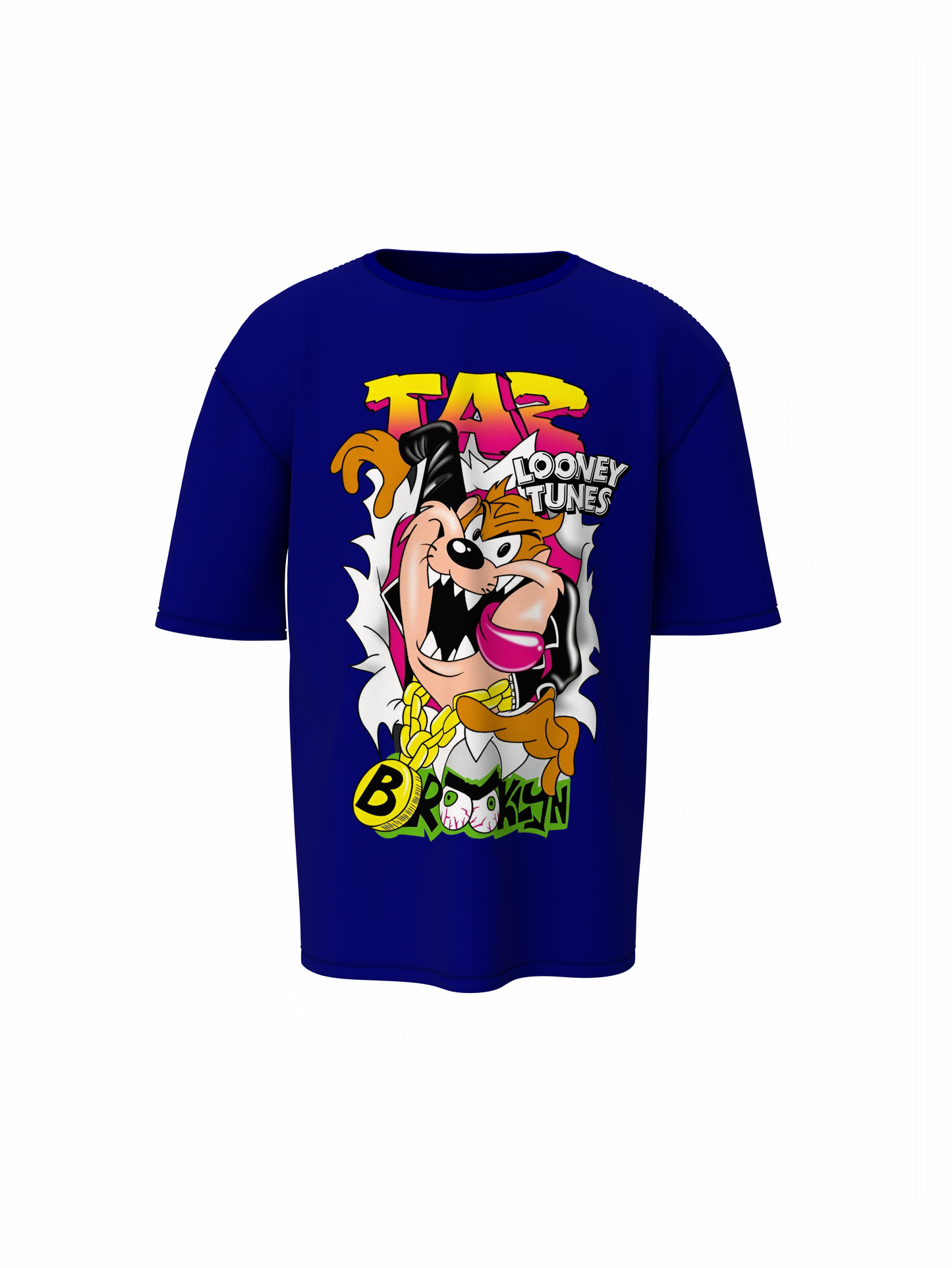 Taz Cartoon Unisex Blue Oversized T-Shirt Streetwear Style