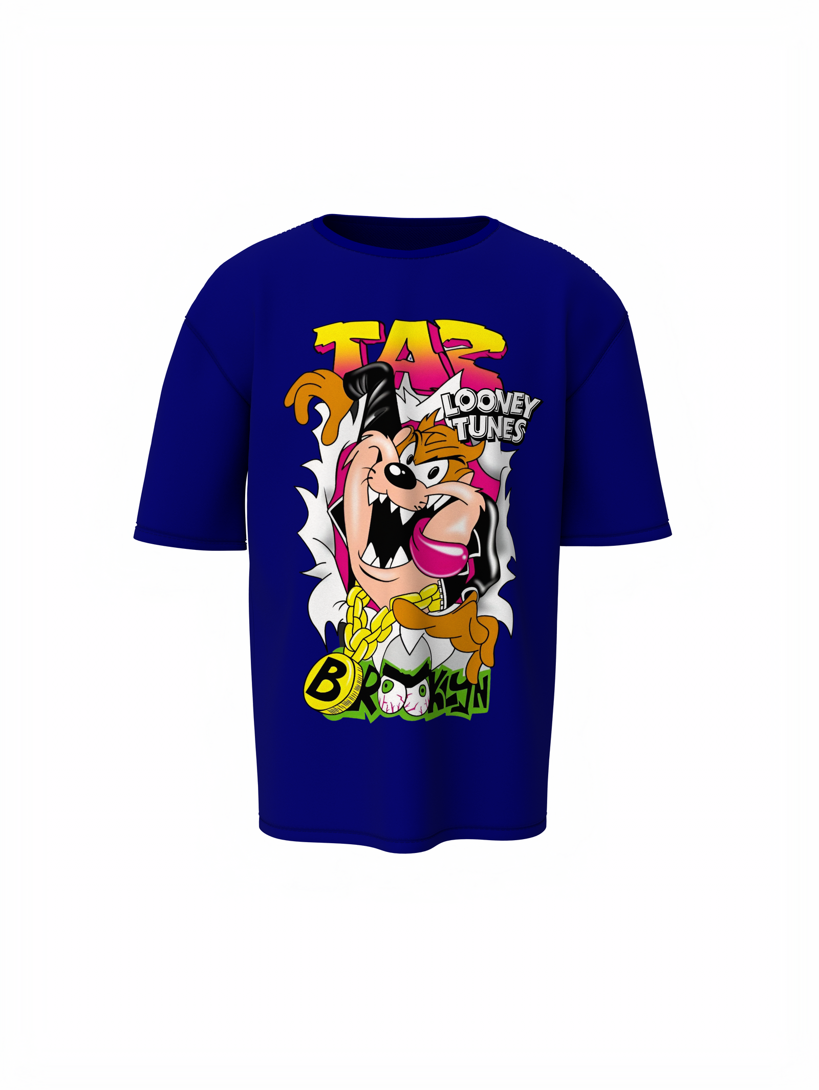 Taz Cartoon Unisex Blue Oversized T-Shirt Streetwear Style