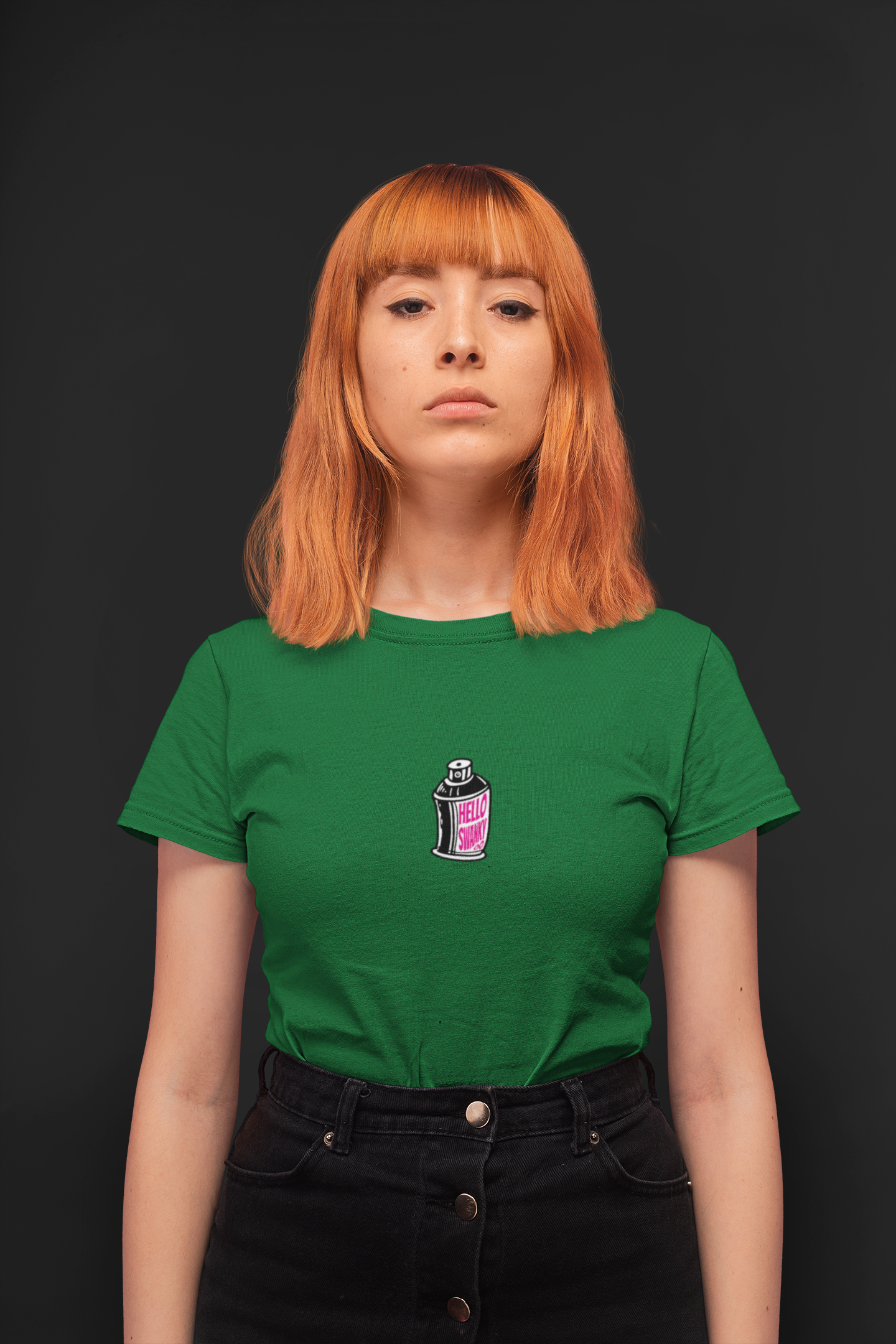 Hs spre half sleeve bottle green round neck t-shirt for women by hello swanky