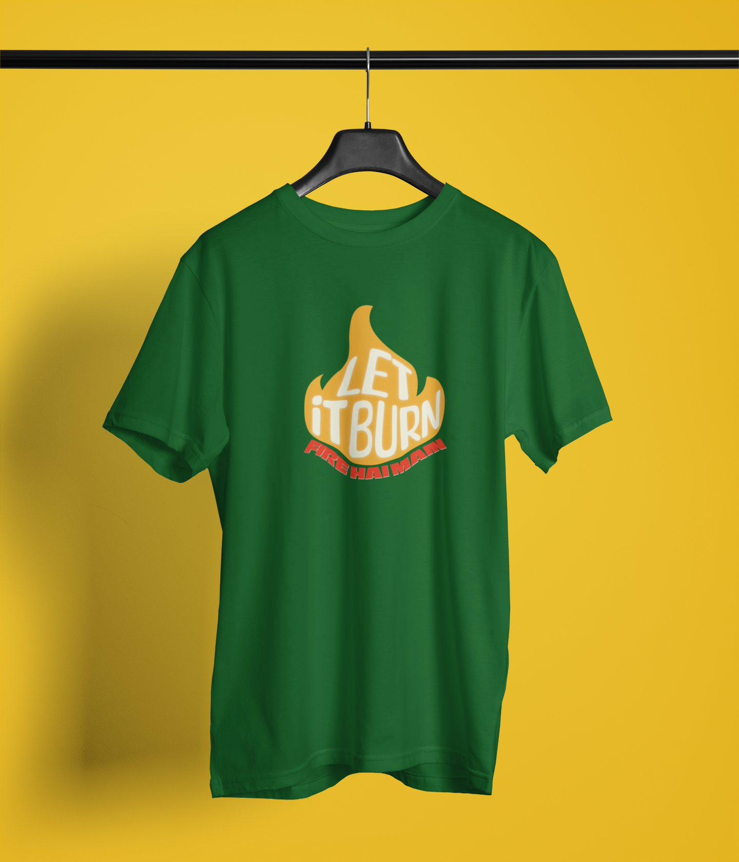 Fire Hai Mai Unisex Bottle Green Round Neck T-Shirt | Desi Graphic