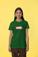 Cool Stars Half Sleeve Bottle Green Round Neck T-Shirt for Women by Hello Swanky