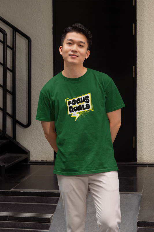 Focus On Your Goals Bottle Green T-Shirt Stylish Fit Men