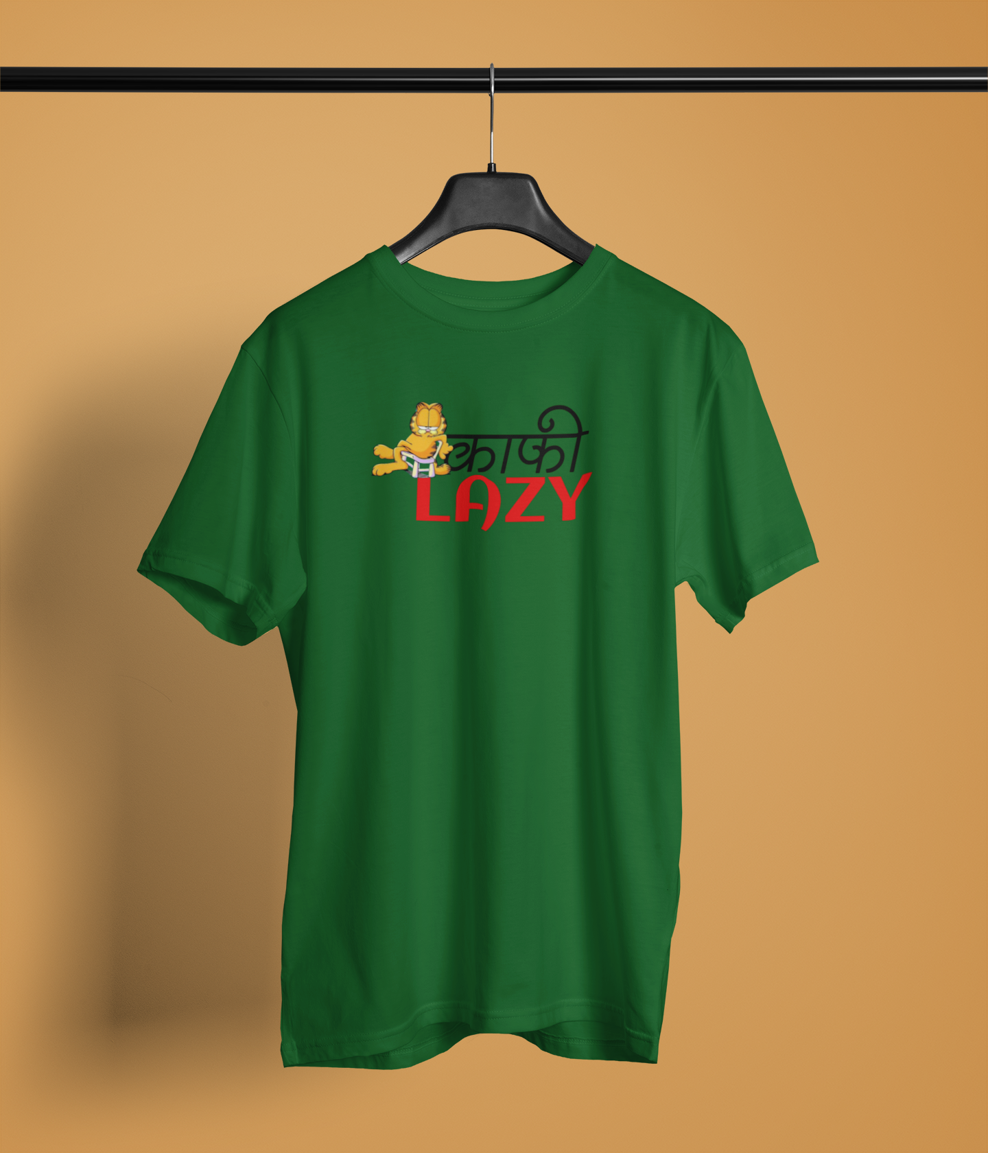 Kafi Lazy Unisex Bottle Green Round Neck T-Shirt | Desi Graphic