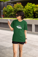 Being Alienated Half Sleeve Bottle Green Round Neck T-Shirt for Women by Hello Swanky