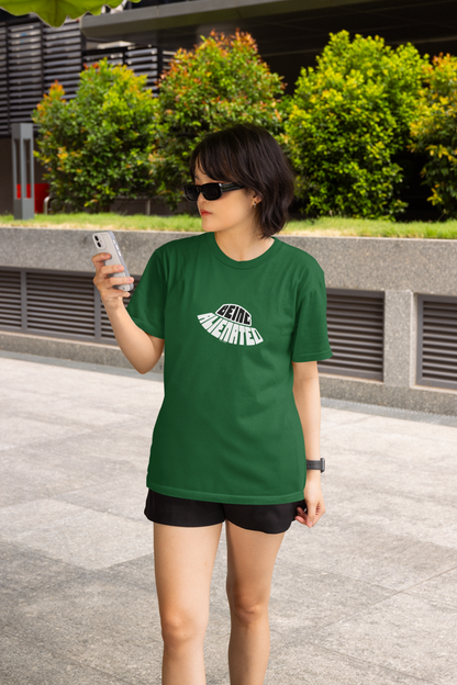 Being Alienated Half Sleeve Bottle Green Round Neck T-Shirt