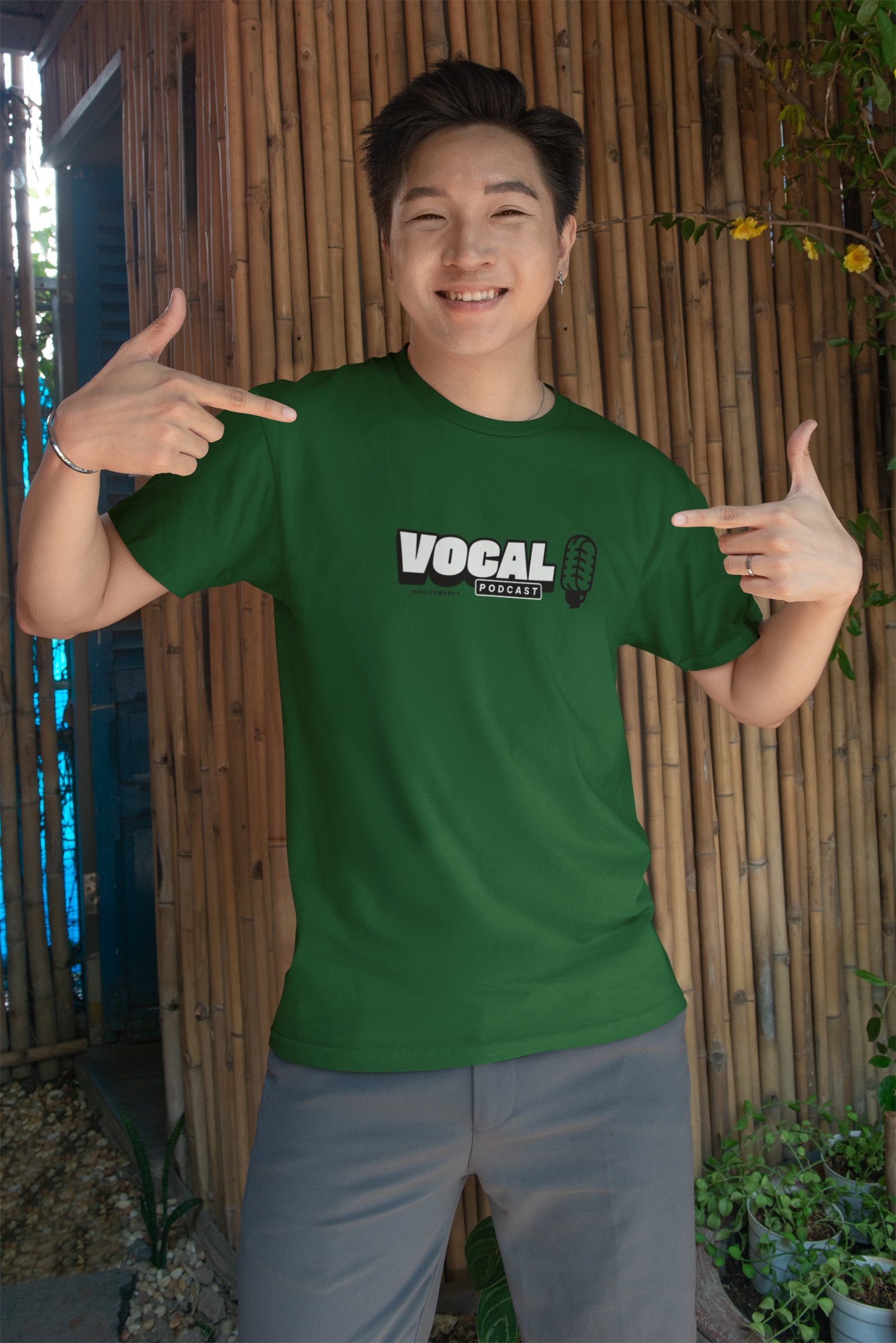 Vocal Podcast Bottle Green Half Sleeve T-Shirt for Men Wear