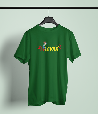 Nalayak Bottle Green Round Neck Unisex T-shirt | Marathi Designs