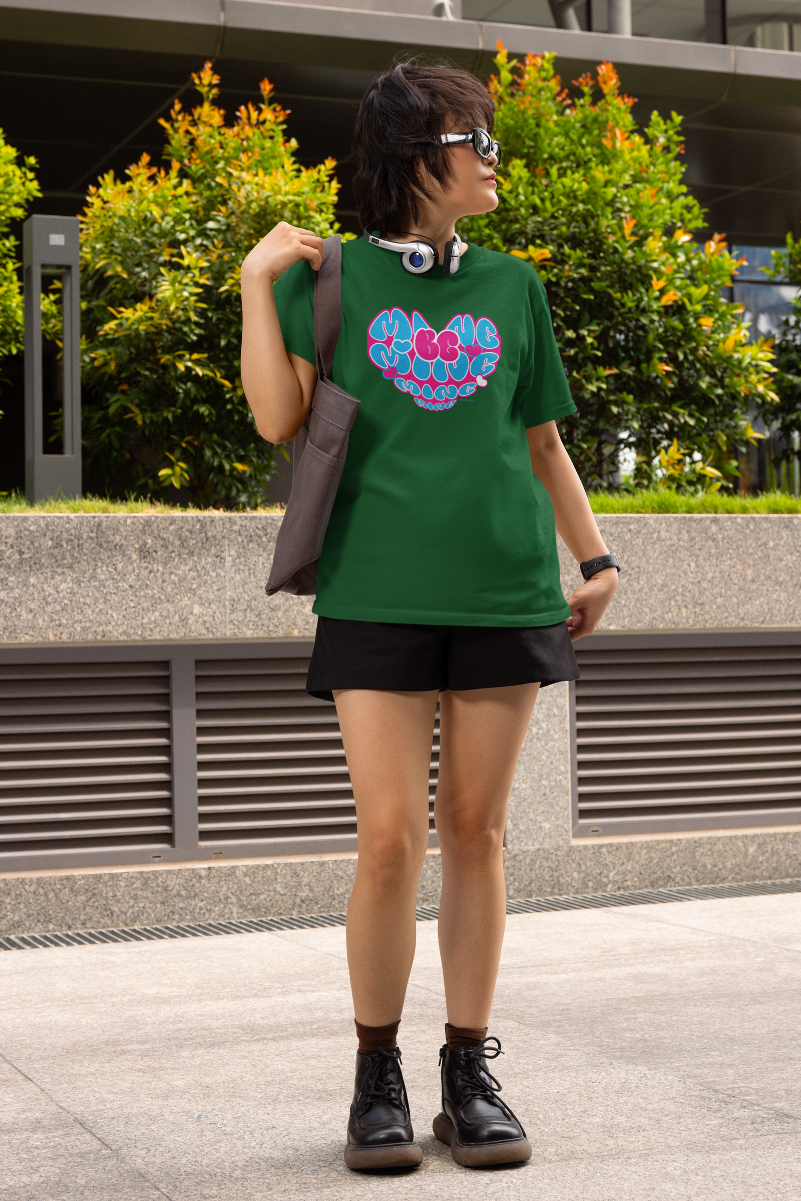 Mine be half sleeve bottle green round neck t-shirt for women by hello swanky