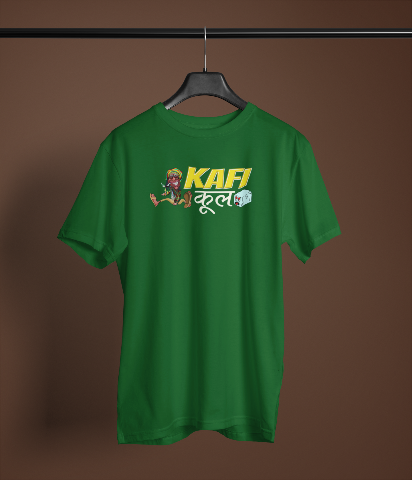 Kafi Lazy Unisex Bottle Green Round Neck T-Shirt | Desi Graphic