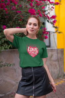 Love Your Self Half Sleeve Bottle Green  Round Neck T-Shirt for Women by Hello Swanky