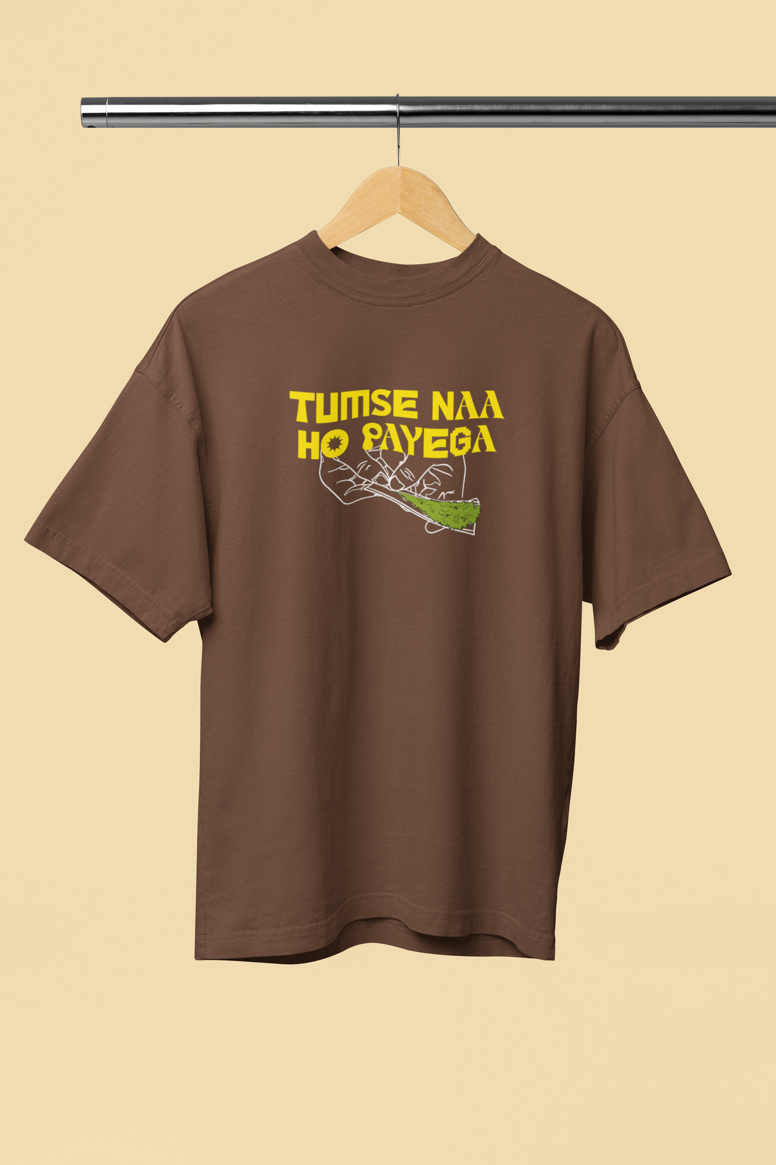 Tumse Na Ho Payega Brown Oversized Unisex T-Shirt Desi Style