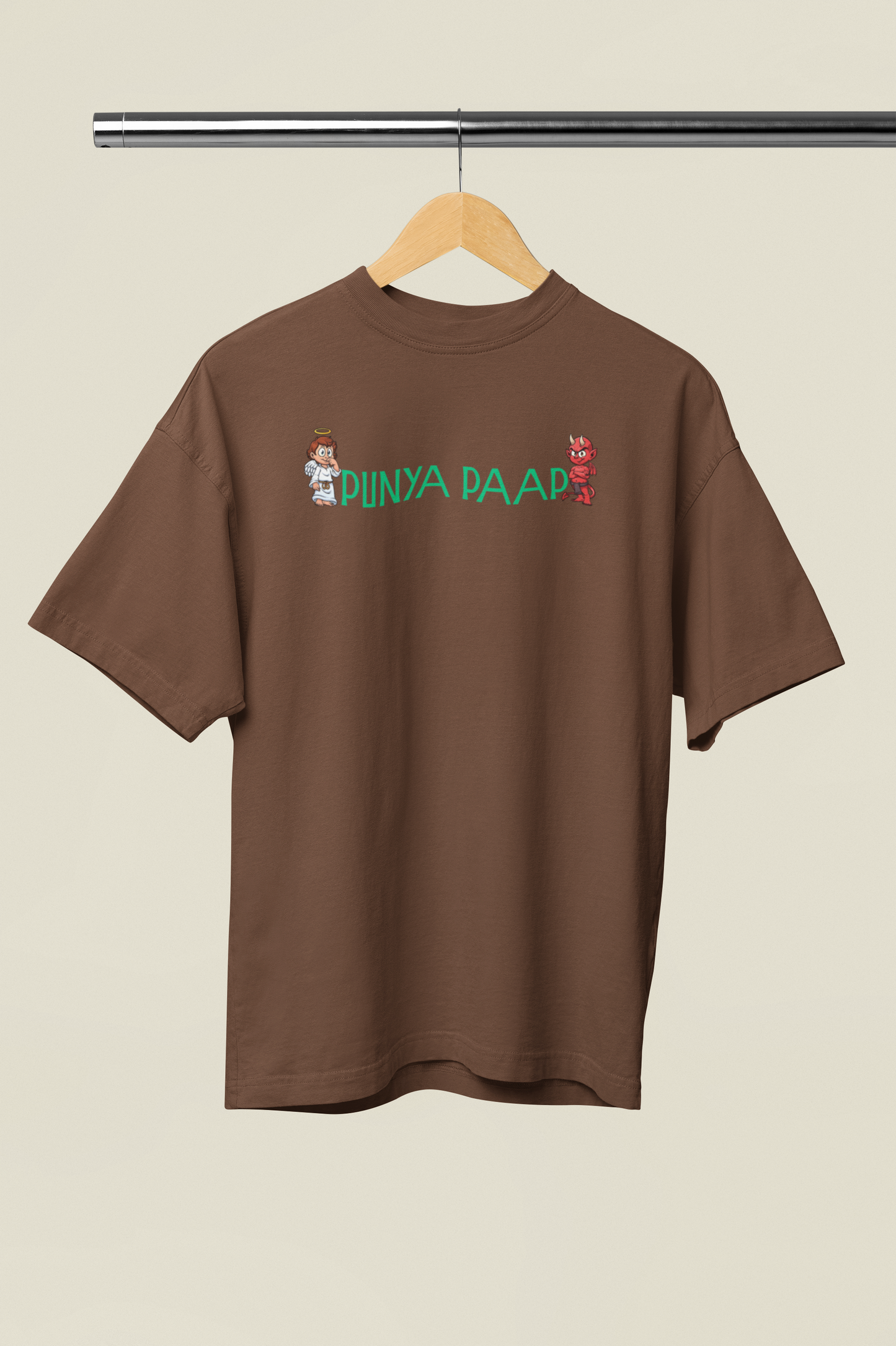 Punya Paap Graphic Brown Oversized Unisex T-Shirt | Desi Graphic