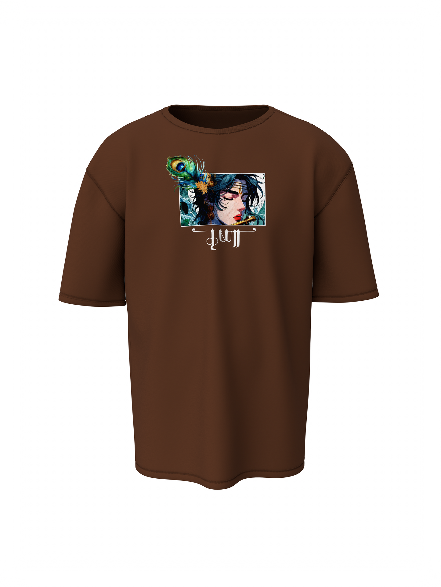 Shree Krishna Spiritual Brown Unisex Oversized T-Shirt