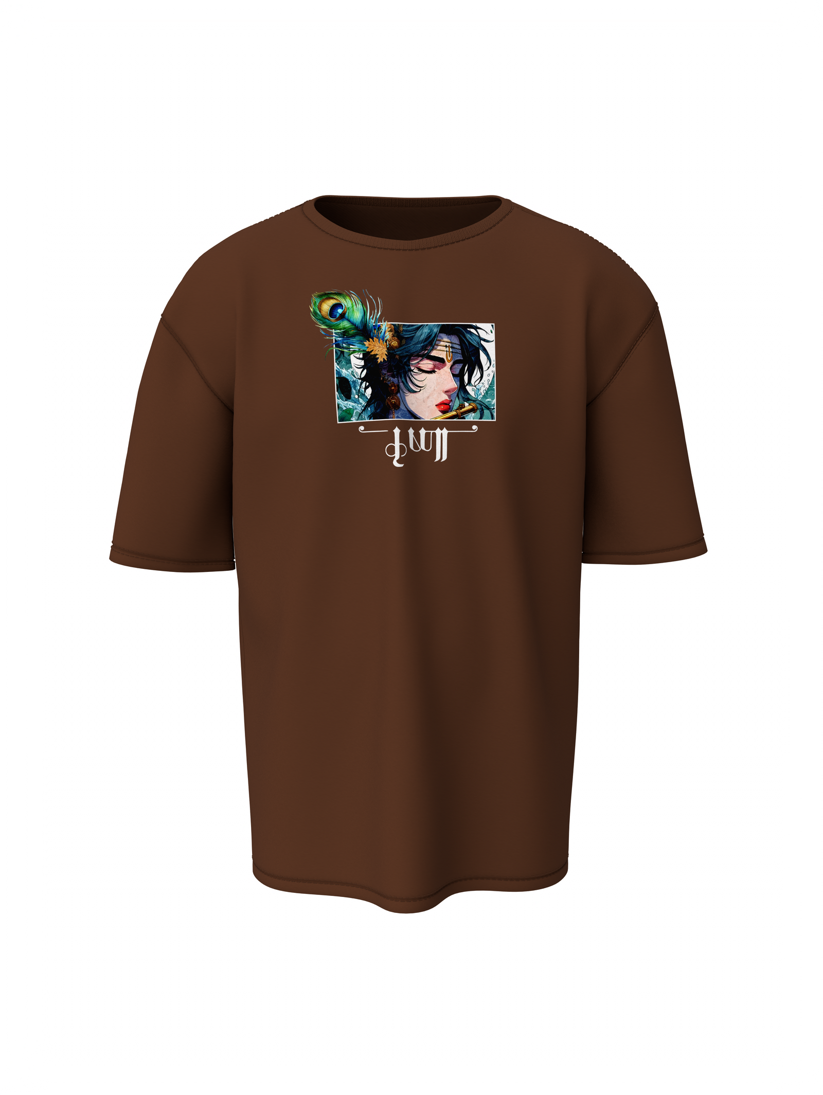 Shree Krishna Spiritual Brown Unisex Oversized T-Shirt