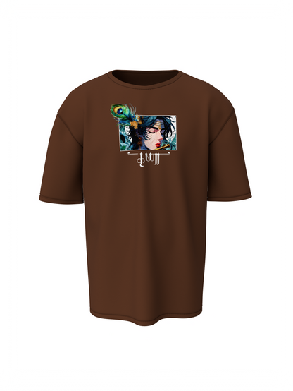 Shree Krishna Spiritual Brown Unisex Oversized T-Shirt