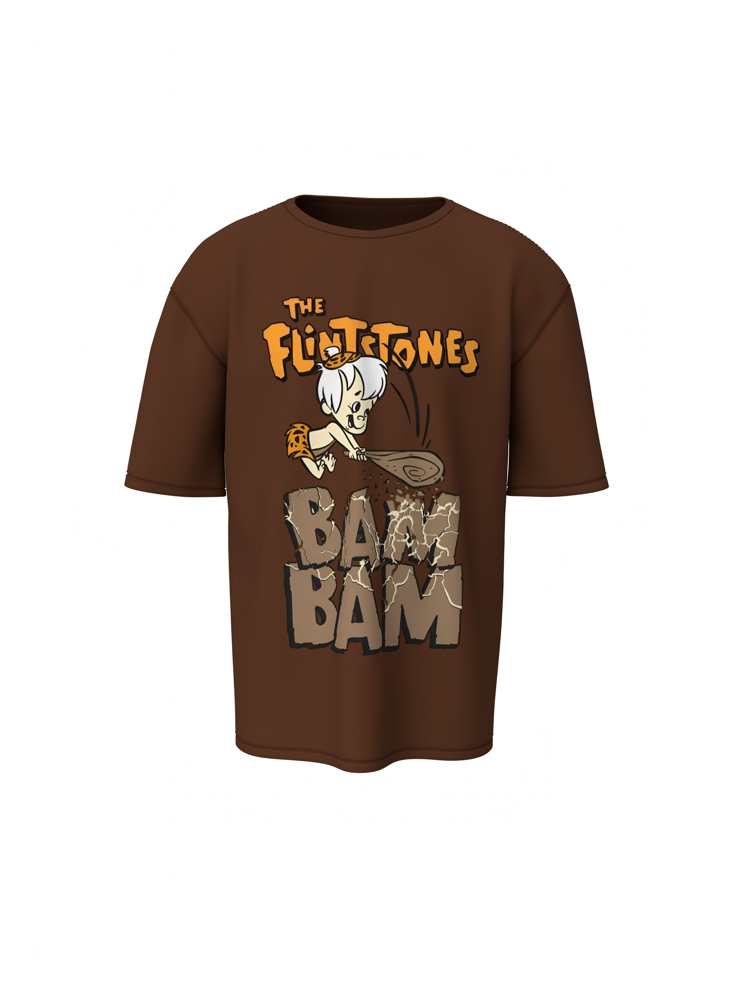 Bam Bam Cartoon Unisex Brown Oversized T-Shirt