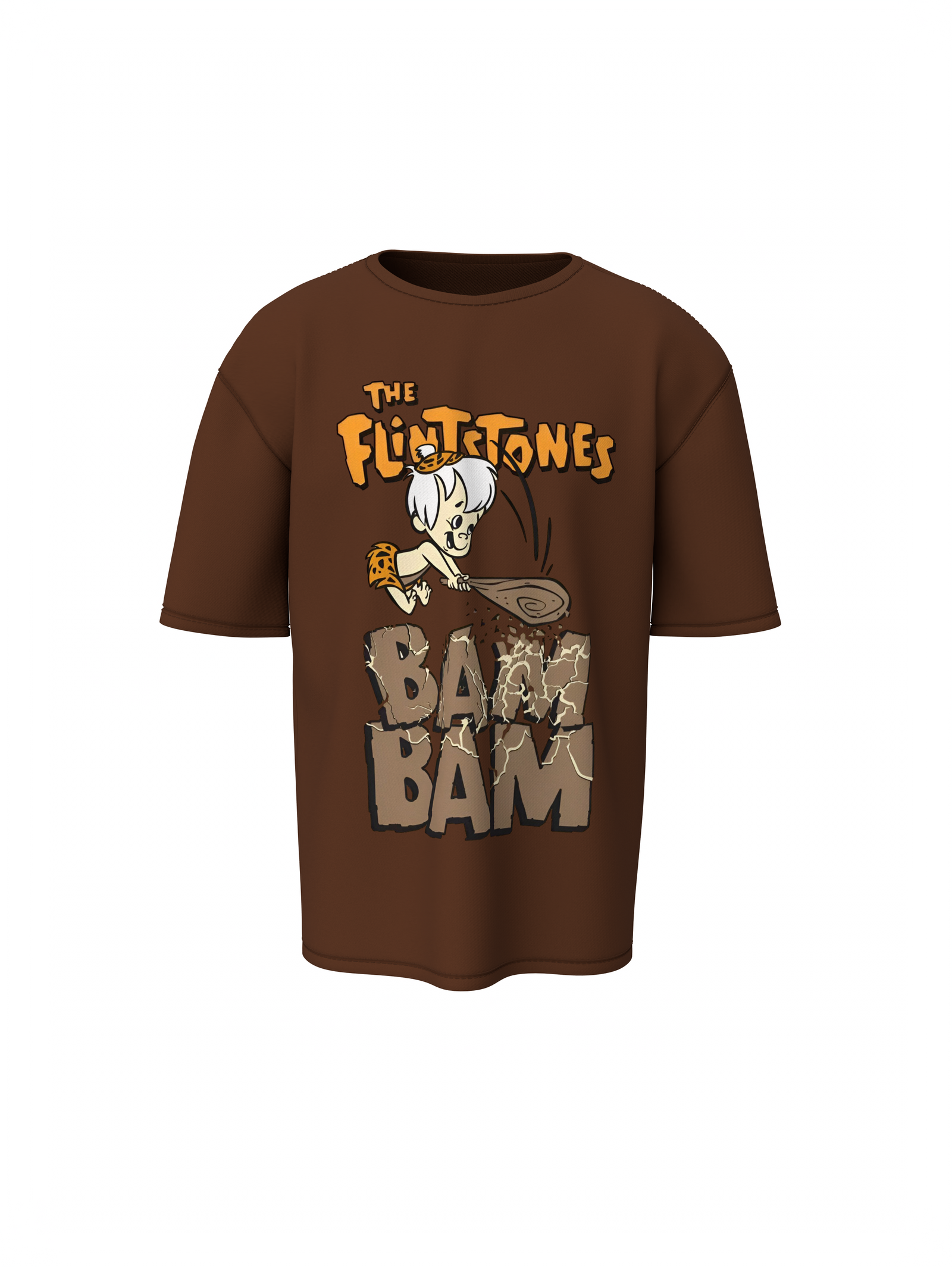 Bam Bam Cartoon Unisex Brown Oversized T-Shirt