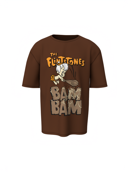 Bam Bam Cartoon Unisex Brown Oversized T-Shirt