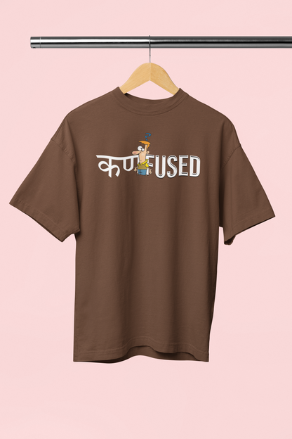 Confused Black Oversized Unisex T-shirt Marathi Designs