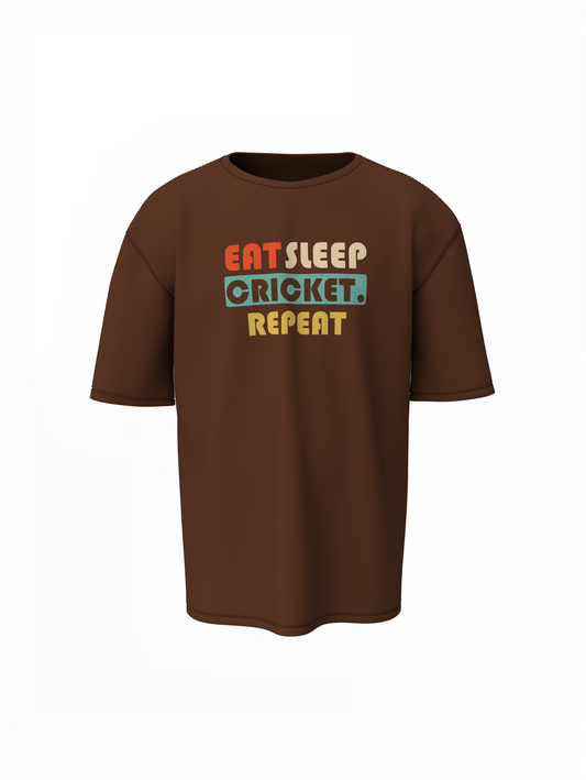 Eat, Sleep, Cricket, Repeat, Oversized T-Shirt