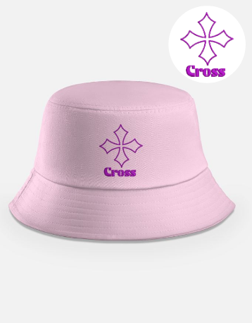 Cross Embroidered Bucket Hat