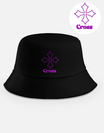 Cross Embroidered Bucket Hat