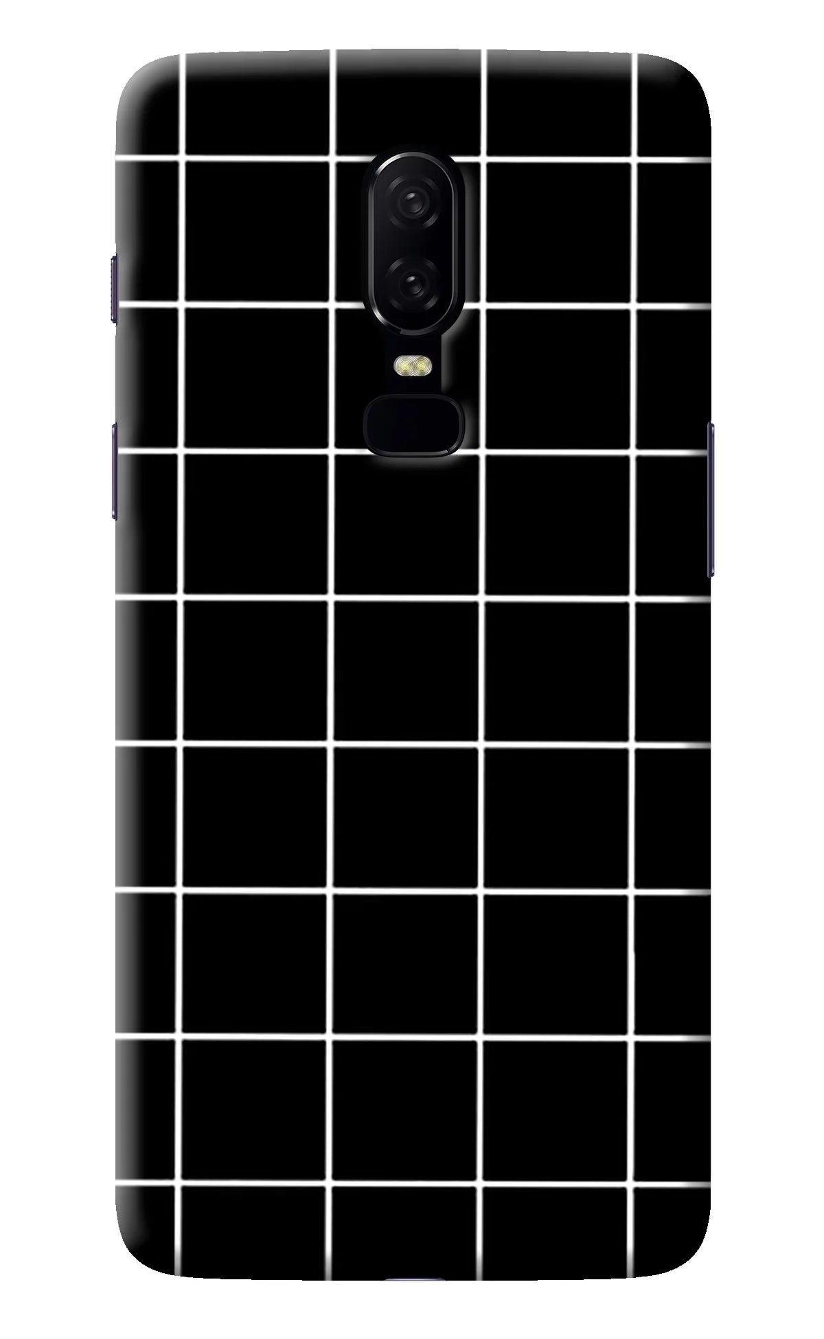 White Grid Oneplus 6 Back Cover