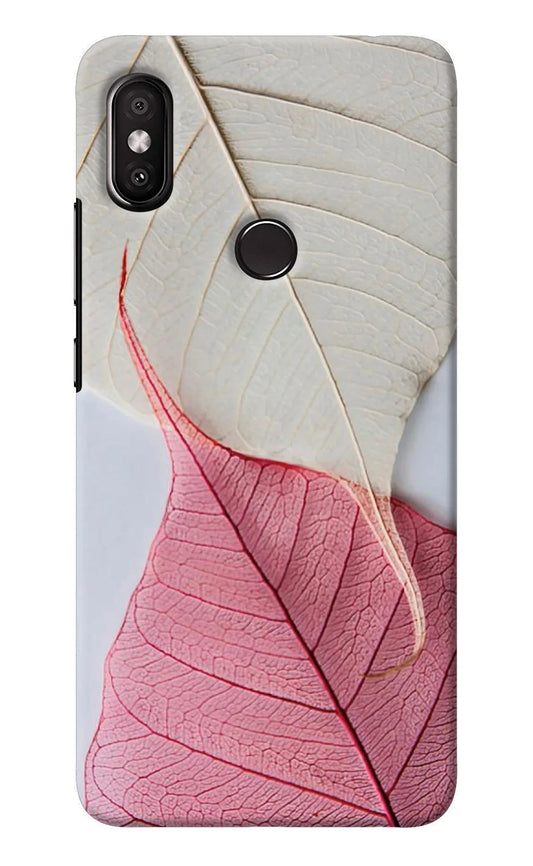 White Pink Leaf Redmi Y2 Back Cover