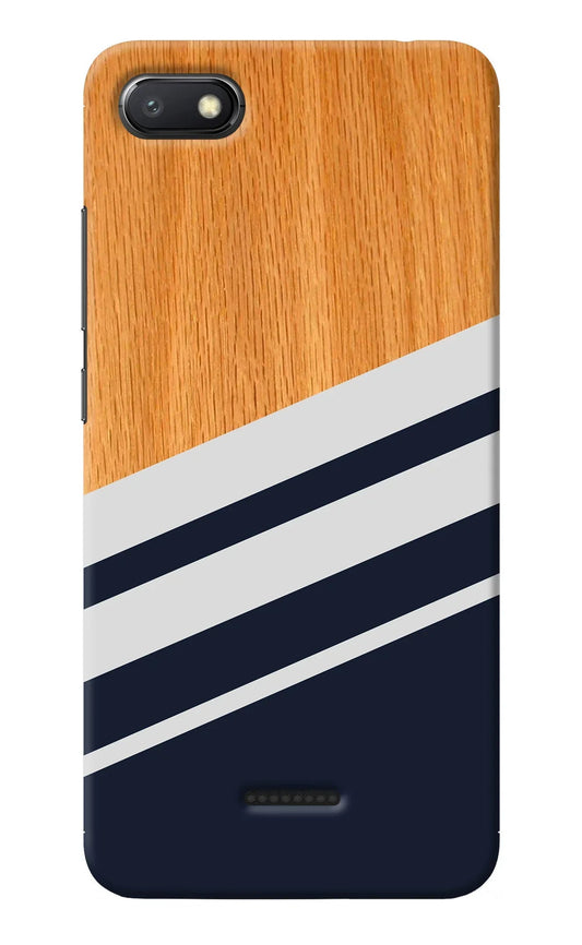 Blue and white wooden Redmi 6A Back Cover