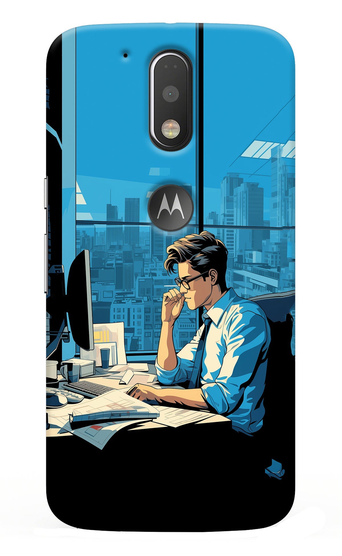 Focused Hustler (AI Generated) Moto G4/G4 plus logocut Back Cover