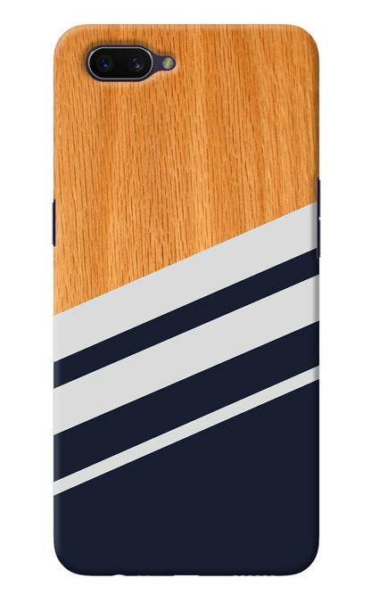 Blue and white wooden Oppo A3S Back Cover