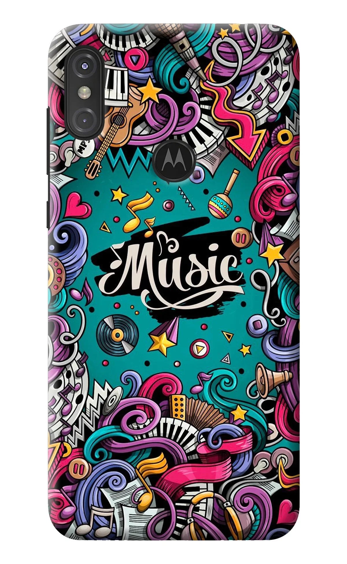 Music Graffiti Moto One Power Back Cover