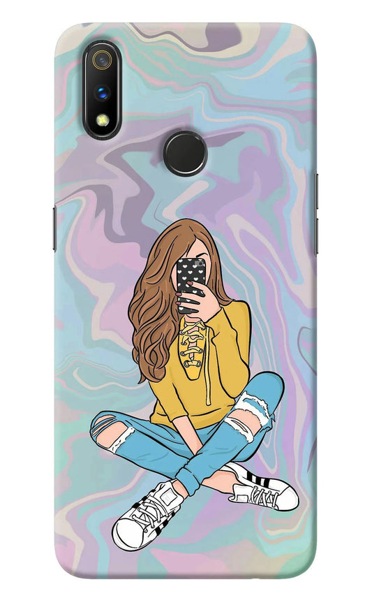 Selfie Girl Realme 3 Pro Back Cover