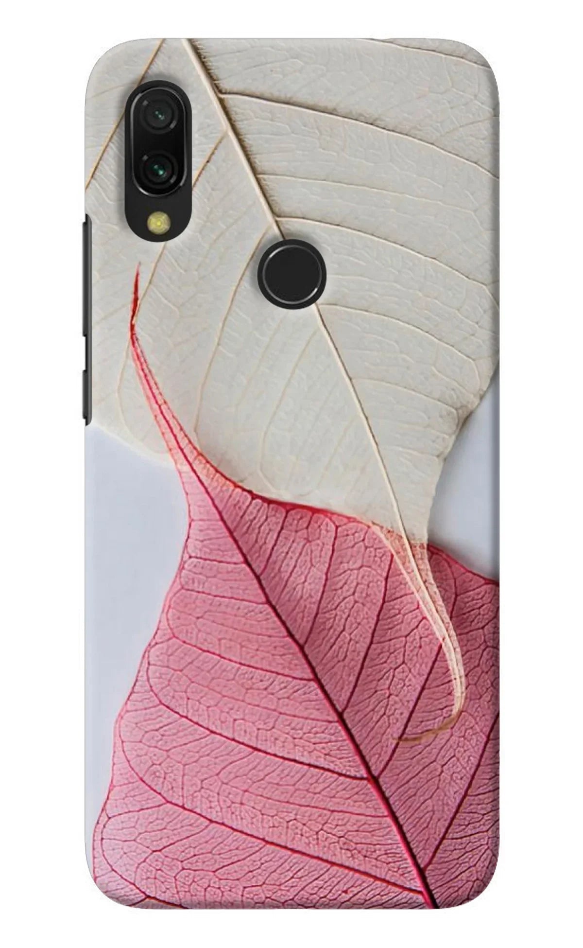 White Pink Leaf Redmi 7 Back Cover
