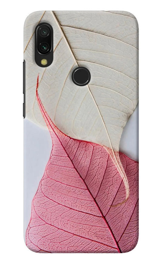 White Pink Leaf Redmi 7 Back Cover