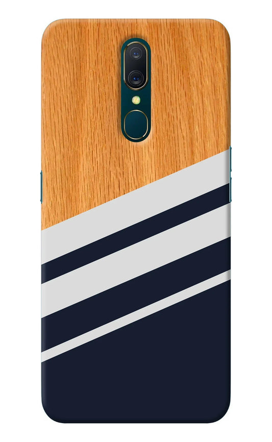 Blue and white wooden Oppo A9 Back Cover