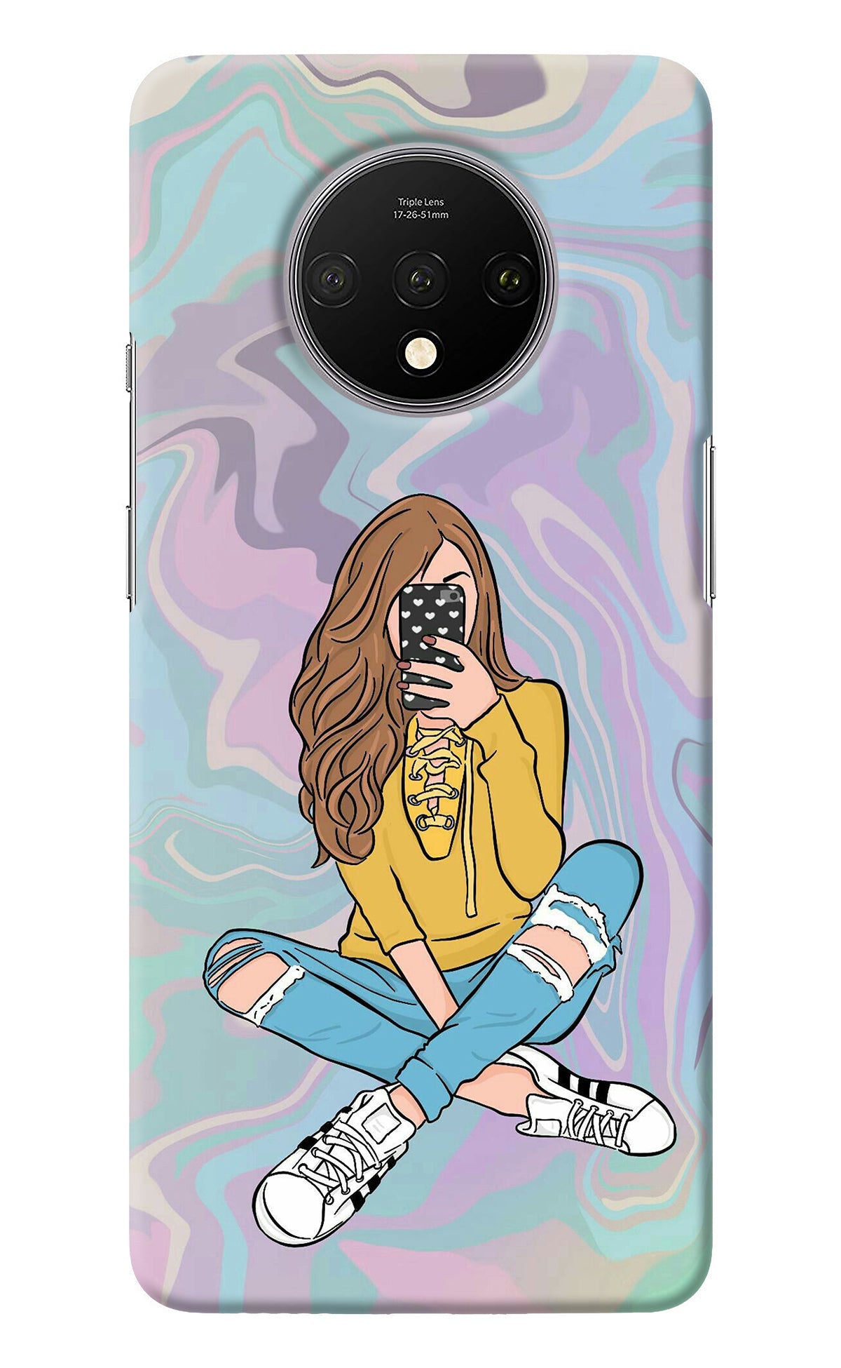 Selfie Girl Oneplus 7T Back Cover