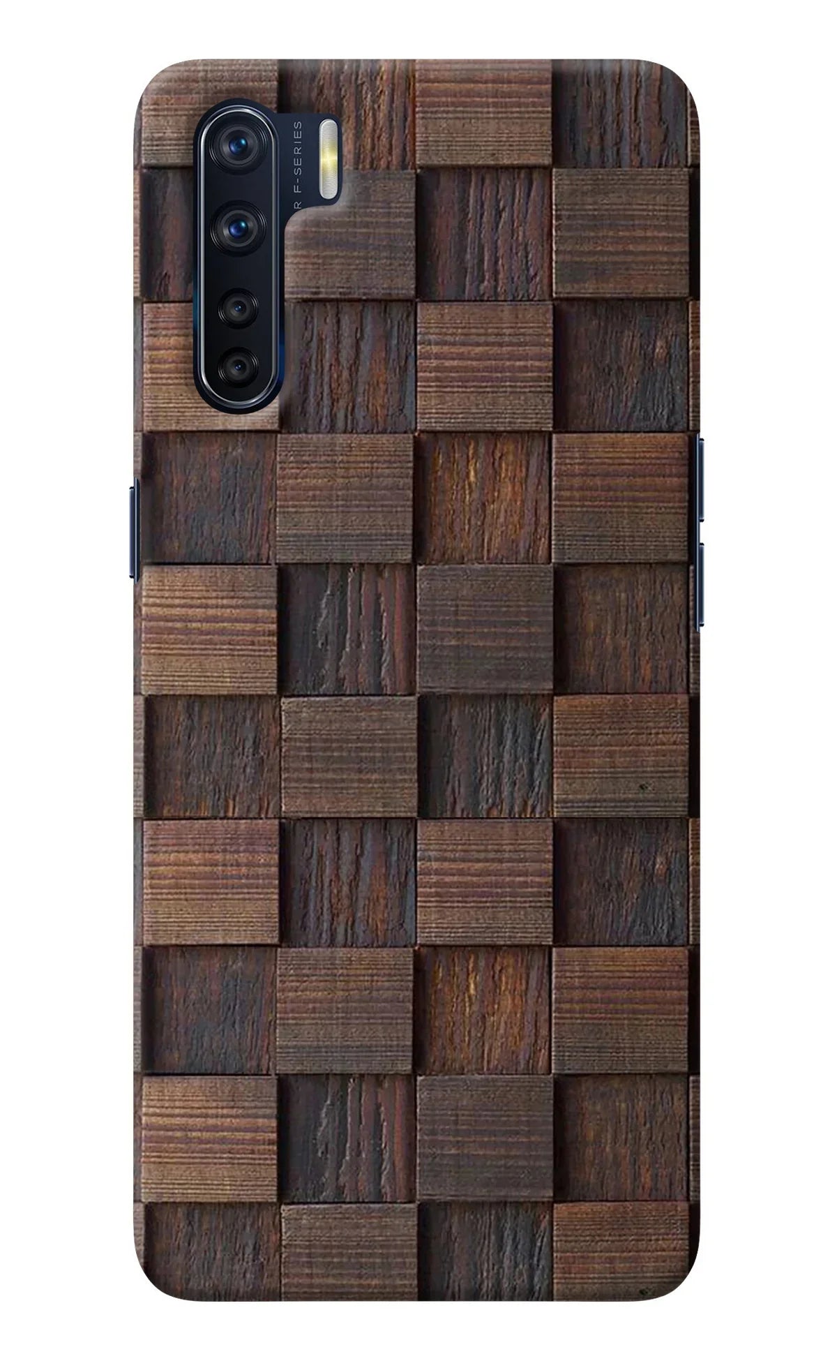 Wooden Cube Design Oppo F15 Back Cover
