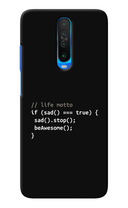 Life Motto Code Poco X2 Back Cover