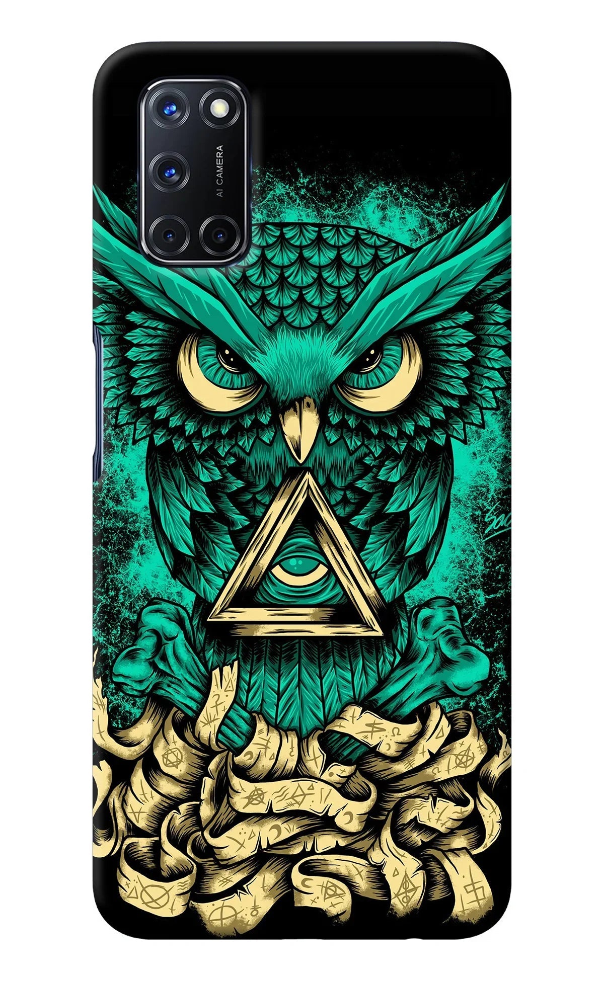 Green Owl Oppo A52 Back Cover