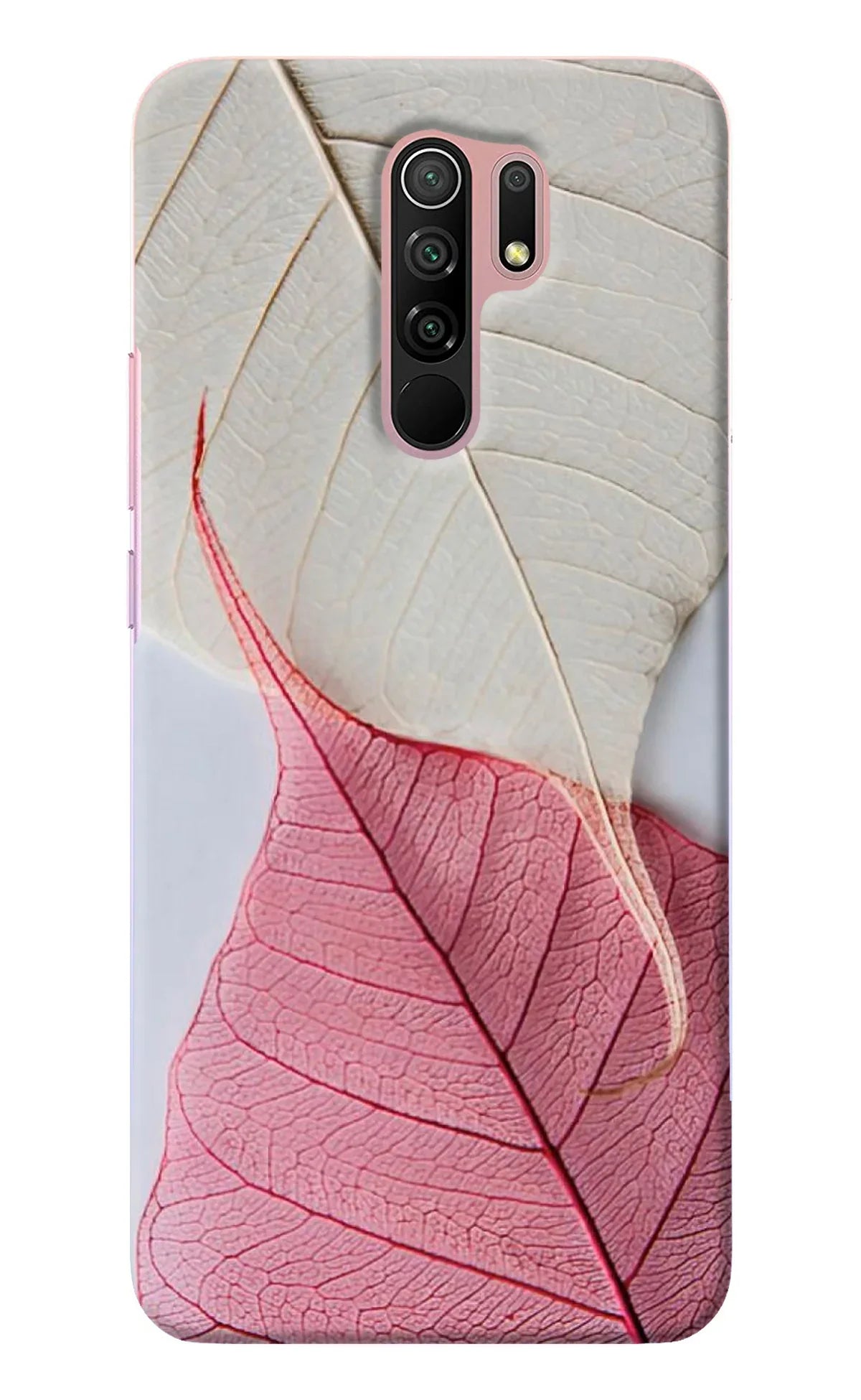 White Pink Leaf Redmi 9 Prime/Poco M2/M2 reloaded Back Cover
