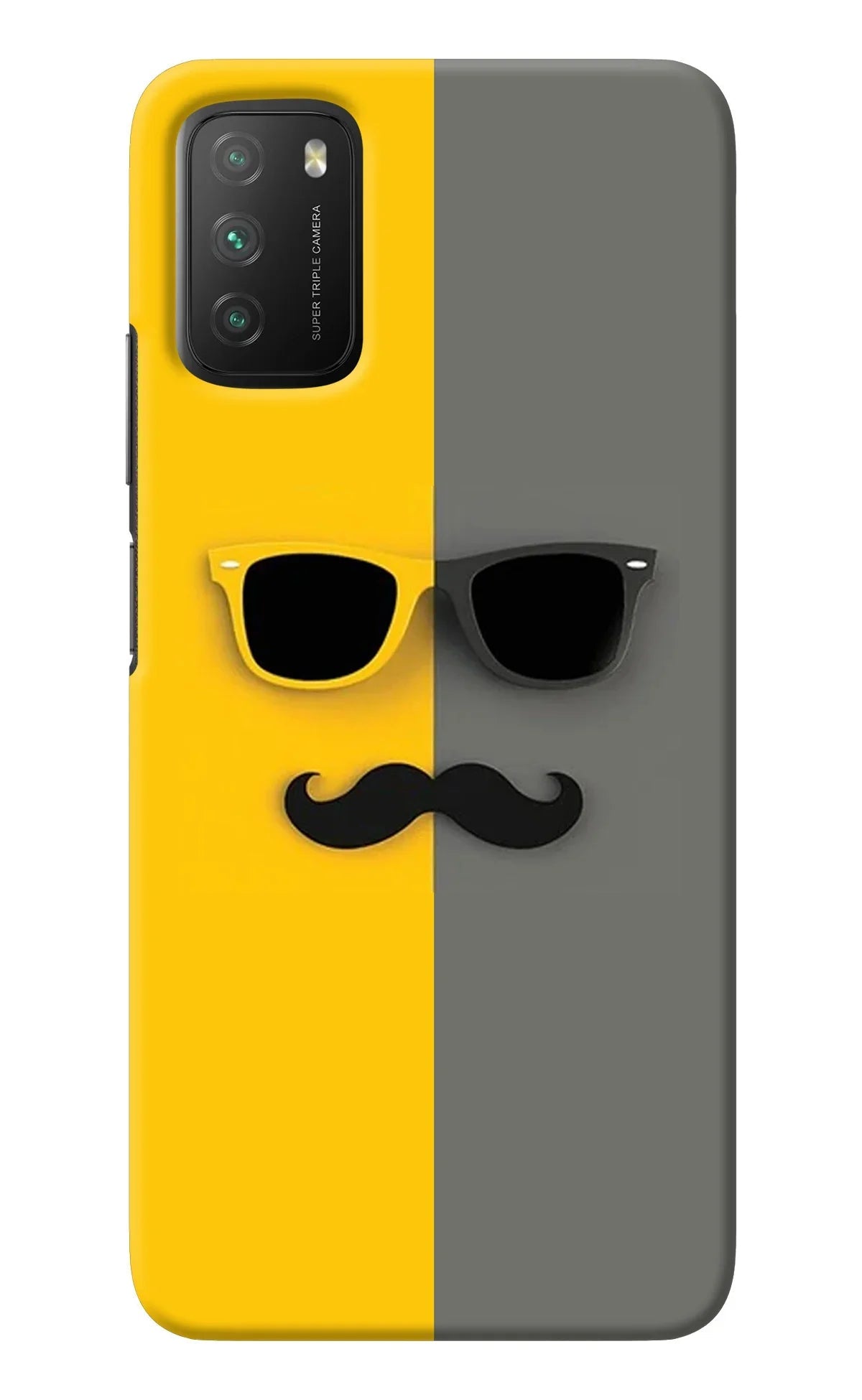 Sunglasses with Mustache Poco M3 Back Cover