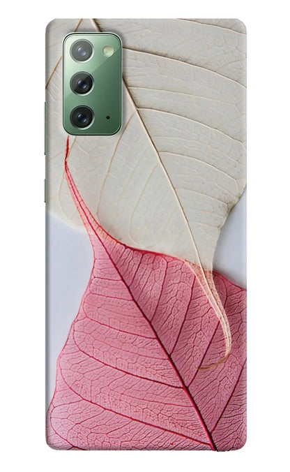 White Pink Leaf Samsung Note 20 Back Cover