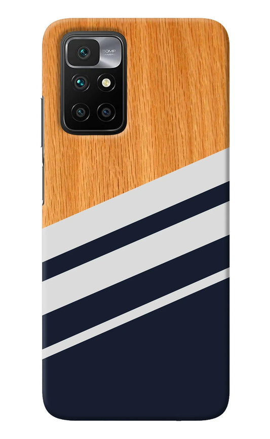 Blue and white wooden Redmi 10 Prime Back Cover