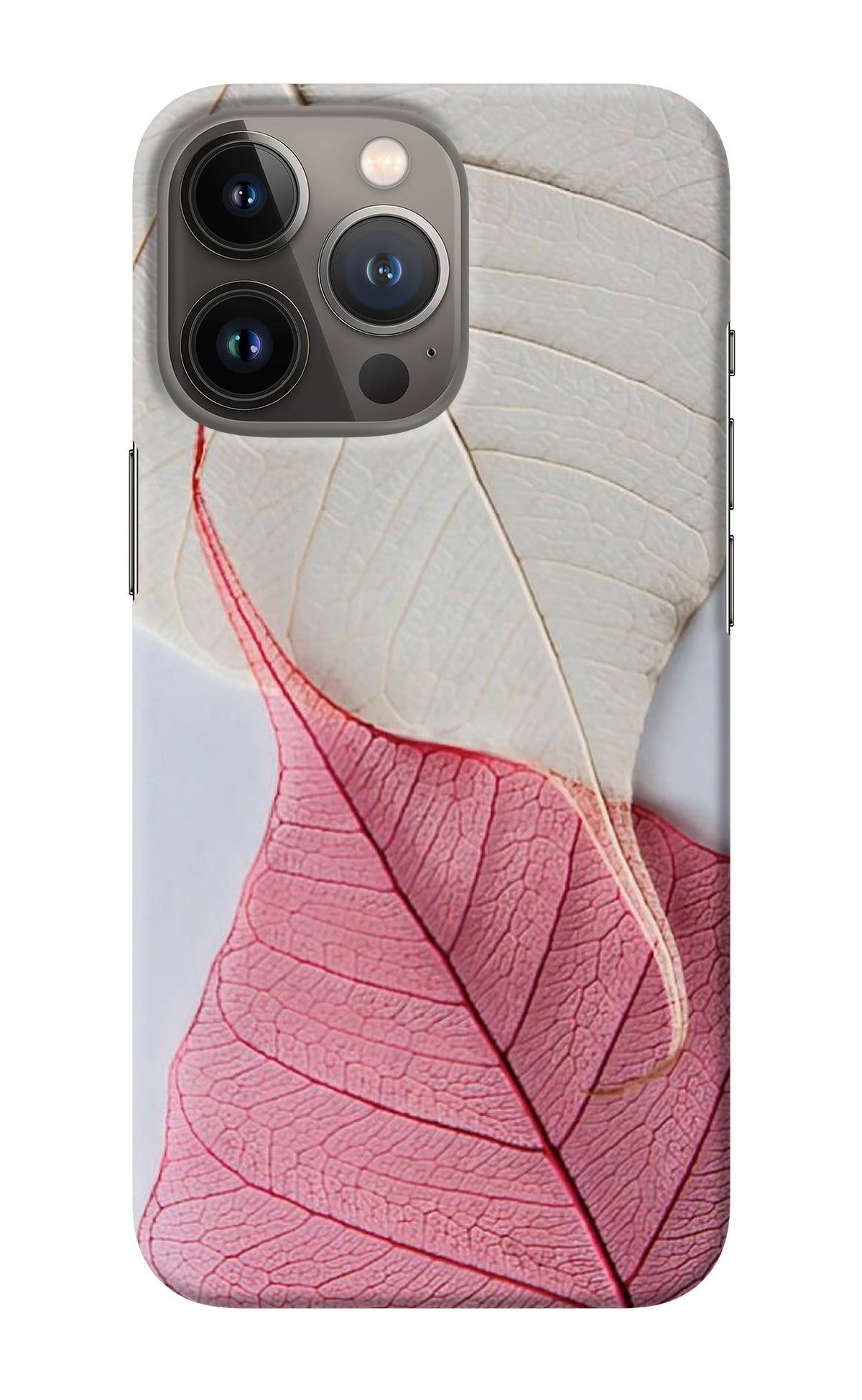 White Pink Leaf iPhone 13 Pro Back Cover