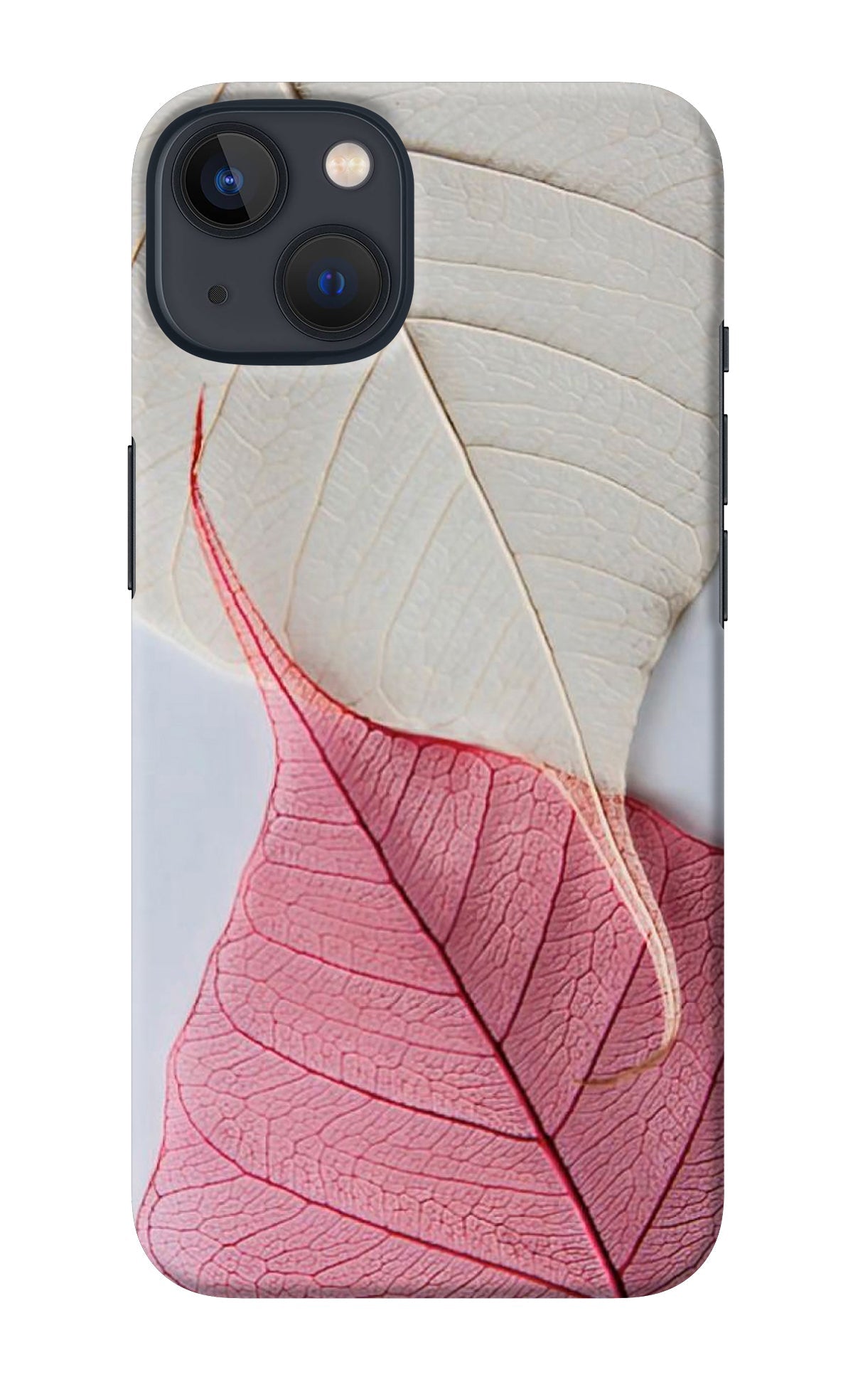 White Pink Leaf iPhone 13 Mini Back Cover